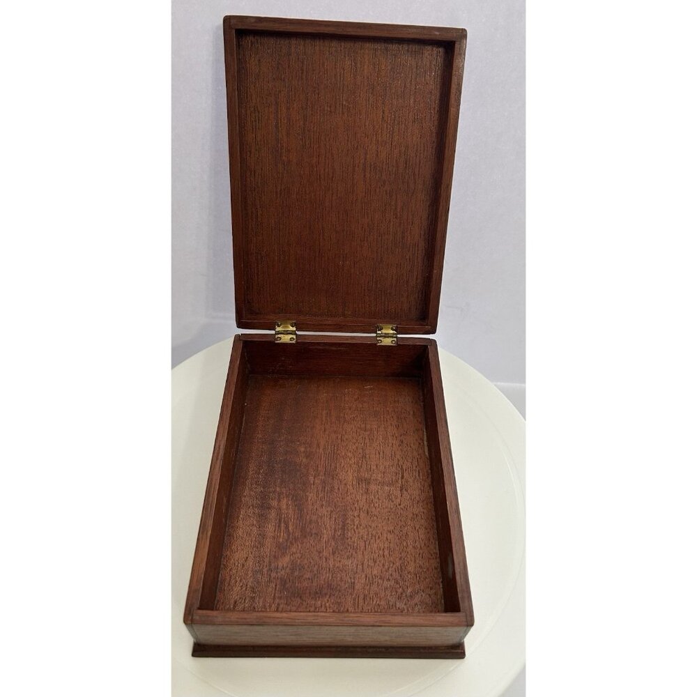 Vintage Wooden Jewelry Keepsake Trinket Box Floral Grandmacore Cottagecore 7"x5" - Picture 2 of 10